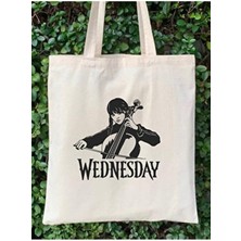Cemira Wednesday Addams Family Baskılı Bez Çanta Kadın Standart Boy Eco-friendly Tasarım