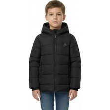 D1fference İçi Kürklü Cepli Kapüşonlu Jel Elyaflı Su ve Rügar Geçirmez Erkek Çocuk Kışlık Mont