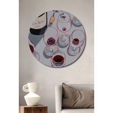 Teona Ahşap Dekoratif Ahşap Yuvarlak Tablo Şarap Sofrası