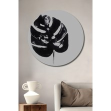 Teona Ahşap Dekoratif Ahşap Yuvarlak Tablo Siyah Yaprak