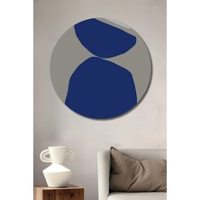 Teona Ahşap Dekoratif Ahşap Yuvarlak Tablo Mavi Şekiller