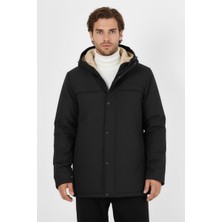 D1fference İçi Kürklü Cepli Kapüşonlu Jel Elyaflı Su ve Rügar Geçirmez Erkek Kışlık Mont