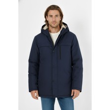 D1fference İçi Kürklü Cepli Kapüşonlu Jel Elyaflı Su ve Rügar Geçirmez Erkek Kışlık Mont