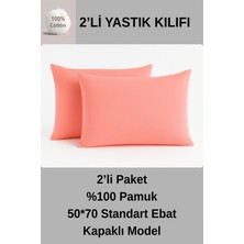 AK-SA-STR %100 Pamuk Yastik Kilifi 50*70 ( 2 Adet)-Turuncu