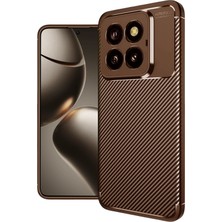 Techno Guru Xiaomi Mi 14T Pro Kılıf Karbon Desenli Şık Darkon Premium Silikon Kapak-Kahve