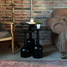 Fagus Wood 3’lü Zigon Mantar Sehpa Terra| Masif Ahşap Modern Yan Sehpa Takımı