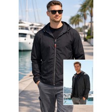 Erkek Çift Taraflı Mevsimlik Ceket Tek Üst REU-24726 Siyah