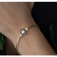 Oroline Kuyumculuk 14 Ayar Çağla Model Şık Zincirli Kadın Bileklik