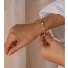 Oroline Kuyumculuk 14 Ayar Altın Nazarlı Hallow Kadın Bileklik