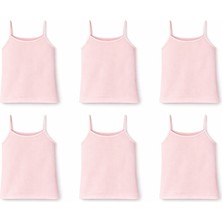 İncili 6'lı Set Kız Çocuk Ip Askılı Raporlu Ribana Atlet - (Pembe - Bej - Lila)