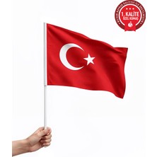Bilsan Sopalı Türk Bayrağı 40X60 cm - Alpaka Kumaş (5 Adet)