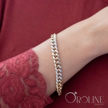 Oroline Kuyumculuk 14 Ayar Altın Taşlı Kadın Gurmet Bileklik