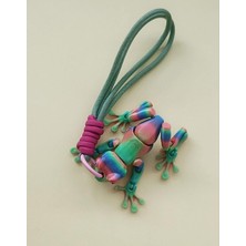 Anahtarlık Çanta Süsü Kurbağa Oynar Eklem Rainbow Multicolor Oyuncak Yılbaşı Doğum Günü Hediye