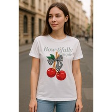 Rovebella Kiraz Desenli Kadın Tişört