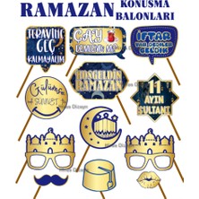 Hiras Dizayn 12 Parça Hoşgeldin Ramazan Iftar Fotograf Çekimi Için Konuşma Balonu Selfie Çubukları