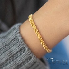 Oroline Kuyumculuk 14 Ayar Altın Halat Desenli Kadın Bileklik