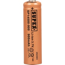 Temiz Pazar Supex SP14500-900S Li̇tyum Ion 3.7 Volt 900 Mah Şarj Edi̇lebi̇li̇r Başlikli Pi̇l Tekli̇