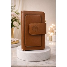 Huma Butik Takı Aksesuar Taba Renk Suni Deri Fermuarlı Kartlık & Cüzdan