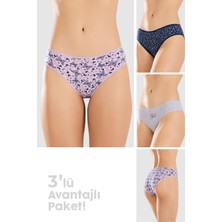 Baykar Kadın Bikini Kesim Renkli Pamuklu Külot 3'lü Paket 8414 Renkli