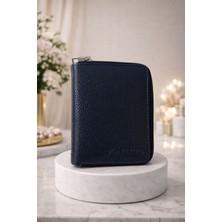 Huma Butik Takı Aksesuar Lacivert Renk Suni Deri Fermuarlı Kartlık & Cüzdan