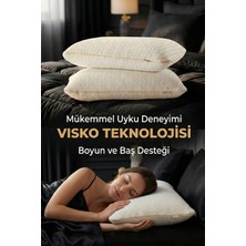 Premium Ortopedik Visco Yastık (40X60X15) %100 Pamuk Kılıflı Boyun Destekli Akıllı Visko