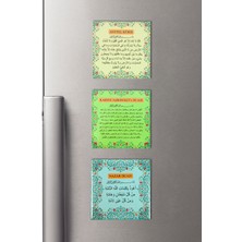İhvan Online 3 Lü Ayetel Kursi Karınca ve Nazar Duaları Buzdolabı Magneti -  6.5 x 6.5 cm Mıknatıslı Dekoratif Dolap Süsü