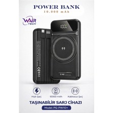 Wair Teknoloji 15W Wireless Şarjlı 10000 Mah Powerbank – Dahili Type-C Lightning – LED Göstergeli