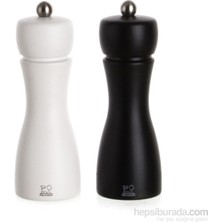 Peugeot Tahiti Karabiber ve Tuz Değirmeni Seti Çelik Malzeme 2'li Siyah Beyaz 15 cm