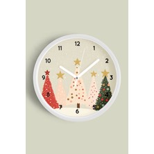 JHAAR Yılbaşı Temalı Dekoratif Duvar Saati – Yeni Yıl Hediyesi & Modern Tasarım - 25cm - Önü Camlı Beyaz Kasa