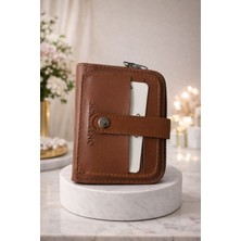 Huma Butik Takı Aksesuar Taba Renk Fermuarlı Çıtçıtlı Mini Cüzdan – Günlük Kullanım