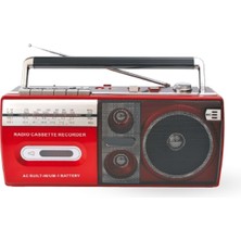 Noxsa Kırmızı Kaset Çalar - Bluetooth USB TF AUX FM Özellikli