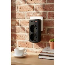 BT Teknik Çoklu Priz Yüksek Gerilim Korumalı 2’li Priz 1xusb 1xtype-C Çıkışlı Grup Priz Çoğaltıcı