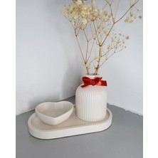 Özalp Decor El Yapımı Çizgili Mini Vazo ve 3’lü Dekoratif Set-Islandinav-10 cm