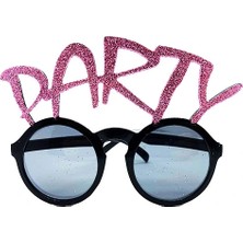 BT Teknik Party Yazılı Simli Pembe Renk Parti Gözlüğü