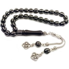 Pigado Pirinç Işlemeli Metal Püsküllü Gürcistan Oltu Taşı Tesbih