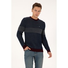 U.S. Polo Assn. Erkek Slim Fit Bisiklet Yaka Lacivert Kazak 50314958-VR033