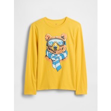 Gap Erkek Çocuk Sarı Grafik Baskılı T-Shirt
