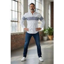 Gömlek Galerisi Erkek Dar Kesim Pano Desen Uzun Kollu Spor Gömlek