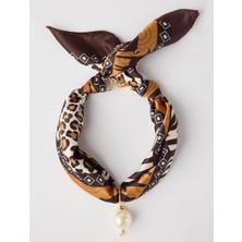 Jimmy Key Kahverengi Inci Detaylı Eşarp Kolye