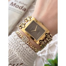 Ferrucci Kadın Kol Saati+Bileklik Özel Seri Çelik Kordon Kararma Renk Atma Yapmaz VS.BLKT.0768