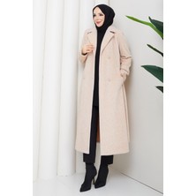 Günay Karaca Angora Kürk Kadın Kışlık Kaban Vizon Çift Düğme Kruvaze 2607