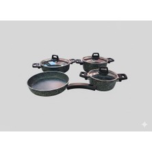 Özen Lüks Bambum Taşev - Scarlett 7 Parça 2 Kat Granit Kaplamalı Tencere Seti