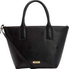 Barbour Birch Deboss Leather Tote Çanta BK11 Black/ Deboss Tartan