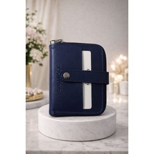 Huma Butik Takı Aksesuar Lacivert Fermuarlı Çıtçıtlı Mini Cüzdan – Şık ve Kompakt Tasarım