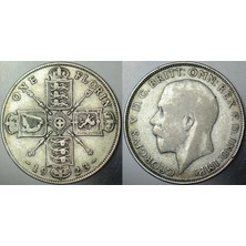 Banknoting Birleşik Krallık 1 Florin 1923 Gümüş. Kral 5. George Dönemi. 11,1 gr 28,5 Mm. Ingiltere.