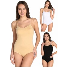 Tutku 3'lü Paket Likralı Ip Askılı Zıbın Kadın Çıtçıtlı Body