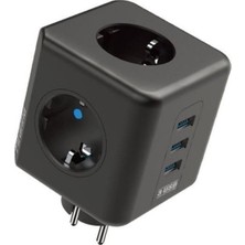 İlk El Grup Isıya Dayanıklı Termal Akım Korumalı ve Çocuk Korumalı 3 Priz Girişli 3 USB Girişli Küp Pr