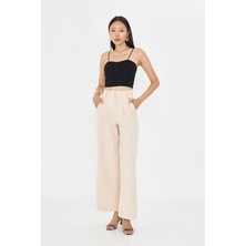 Tiffany & Tomato Kemeri Düğme Detaylı Atlas Pantolon - Taş