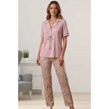 Effortt Pembe Gömlek Yaka Kadın Pijama Takımı