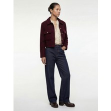 Koton Mücevher Düğme Detaylı Uzun Kollu Cepli Crop Tüvit Ceket